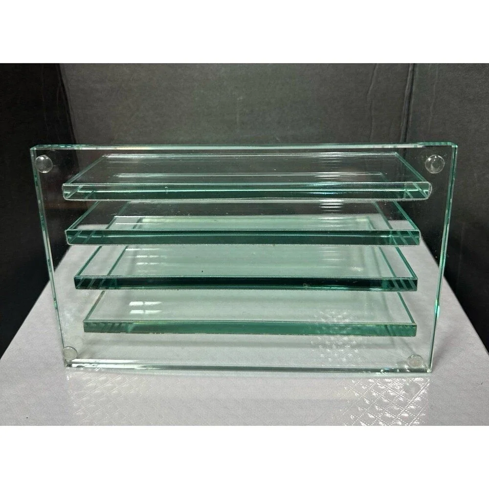 Vintage Modern Heavy Glass Letter Sorter | 4-Tier Graduated Mail Organizer MCM